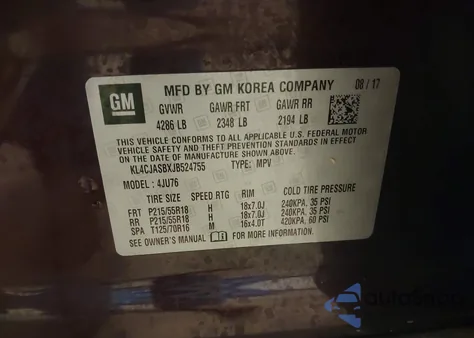 2018 Buick Encore Preferred z USA, uszkodzony, nr VIN KL4CJASBXJB524755